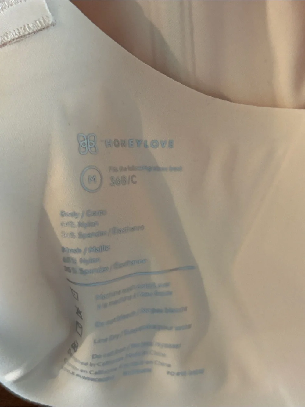Honeylove ivory Blush Wireless Comfort Bra, 36B/C